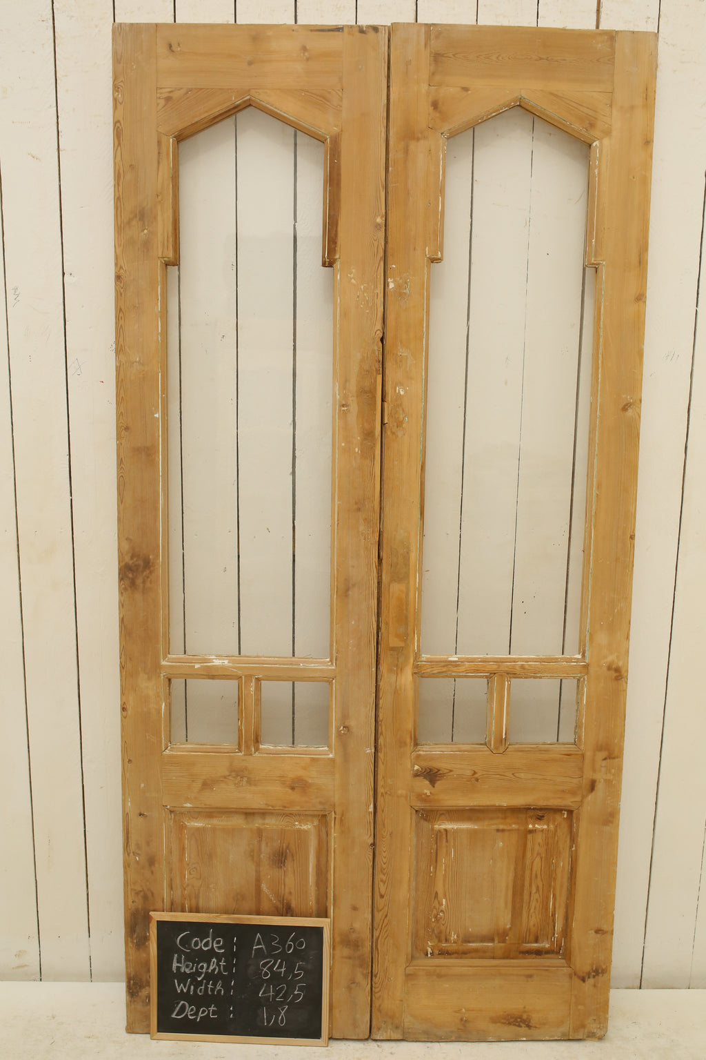 Vintage Double French Glass Doors – 84.5" H x 42.5" W – A360