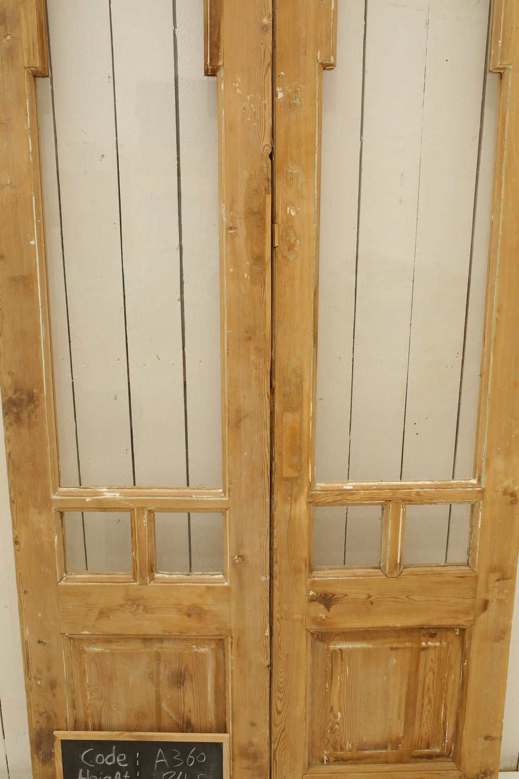 Vintage Double French Glass Doors – 84.5" H x 42.5" W – A360