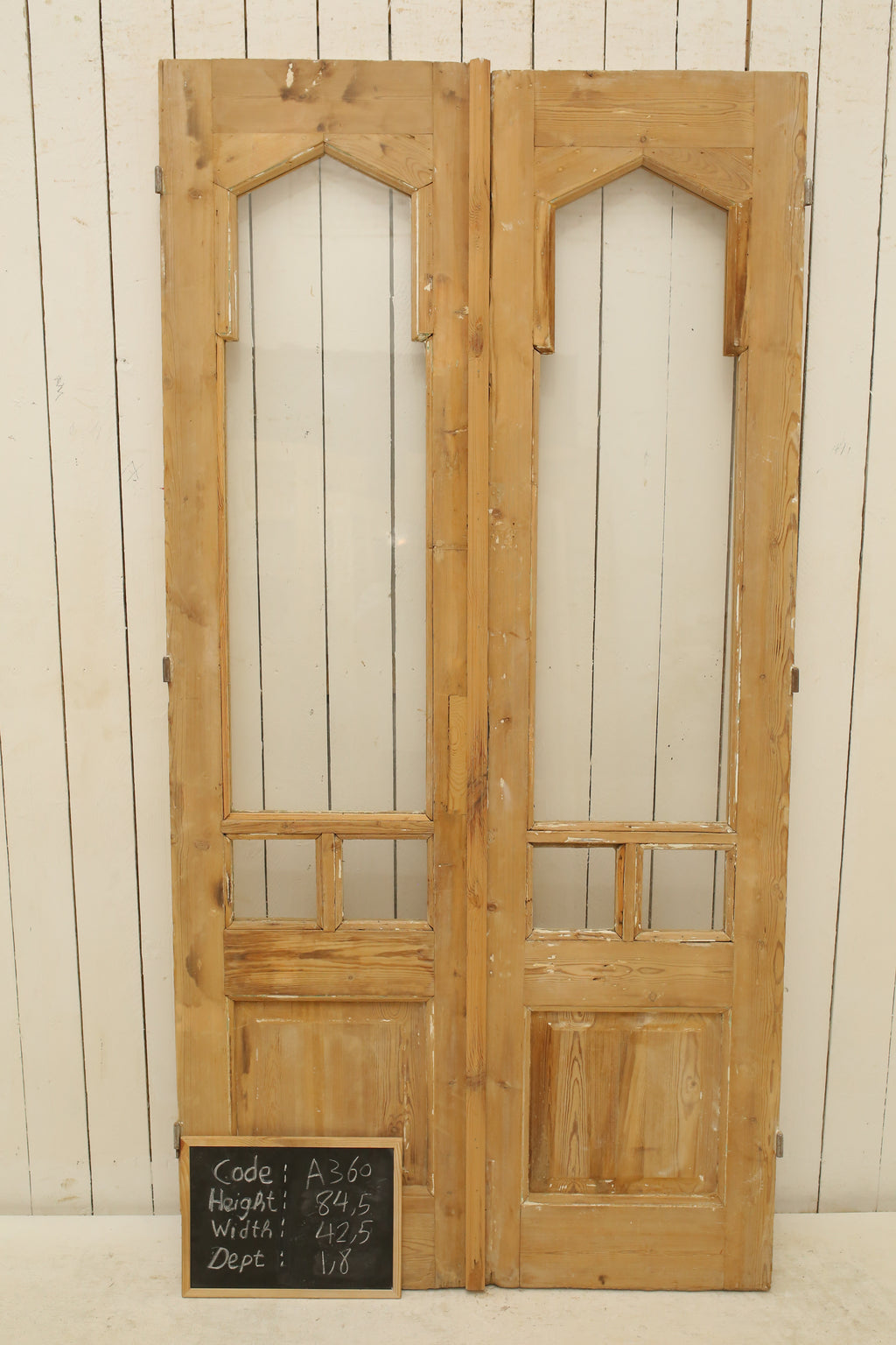 Vintage Double French Glass Doors – 84.5" H x 42.5" W – A360