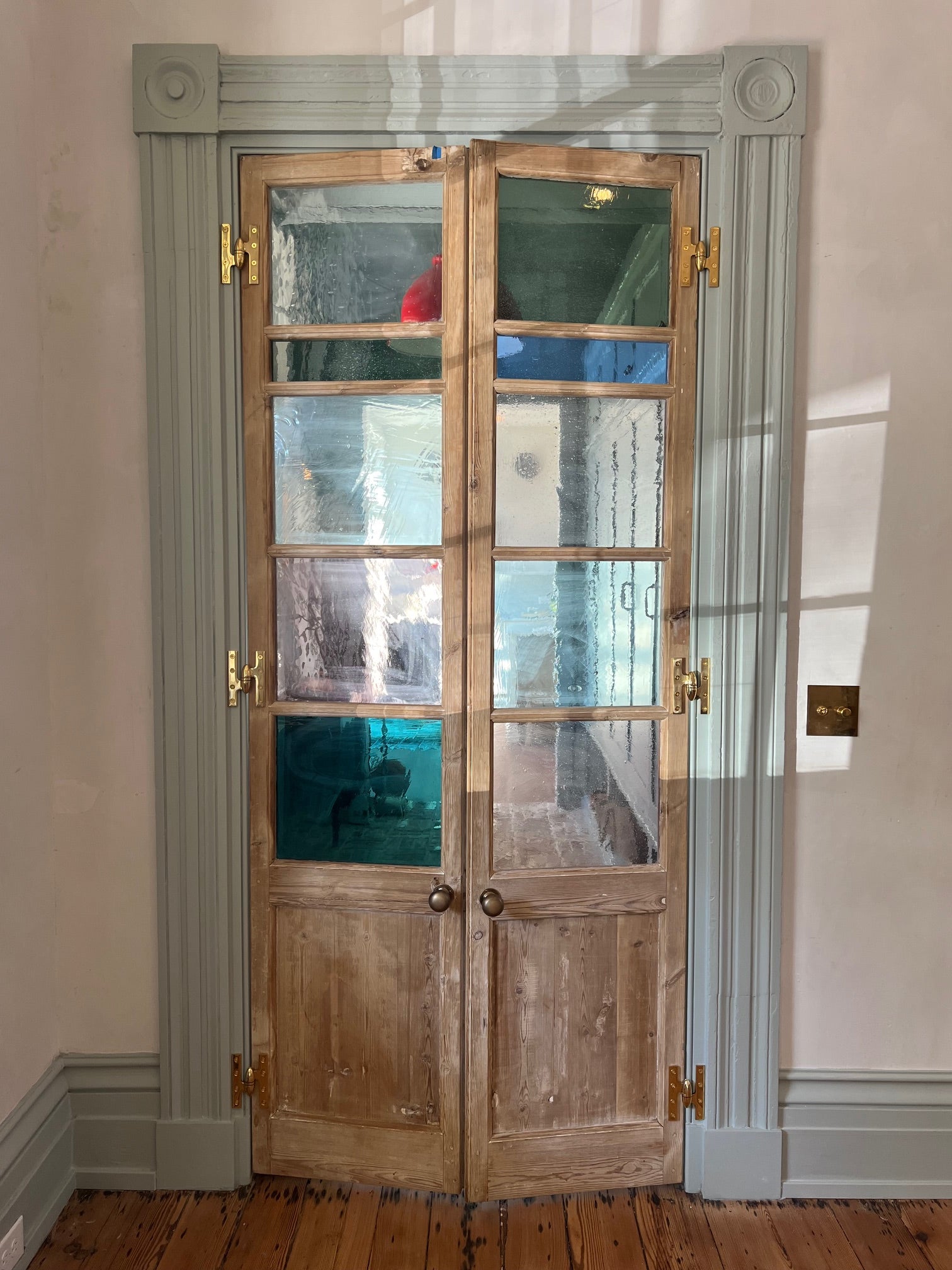 Vintage reclaimed door with gold accents