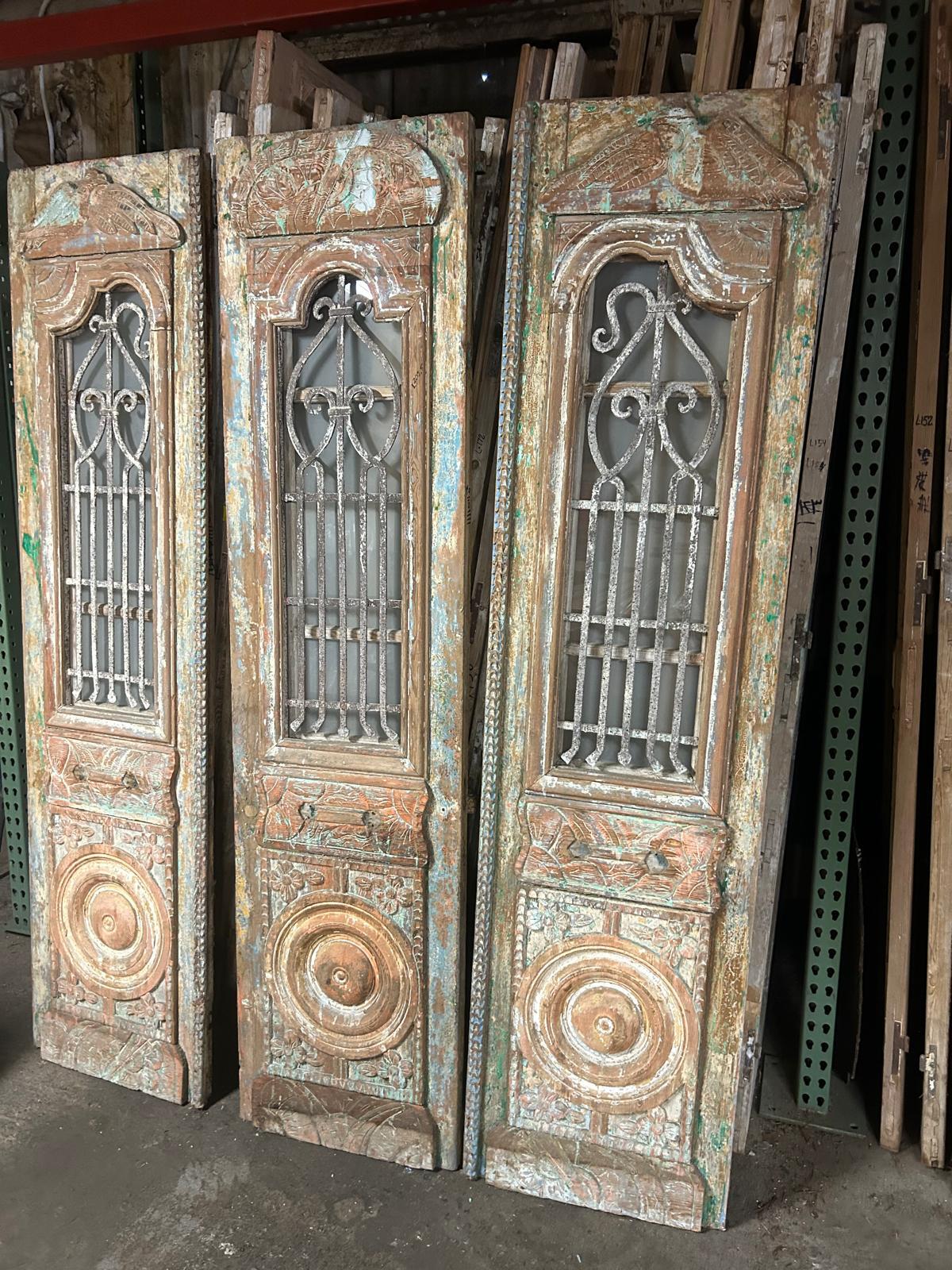 Vintage Double French Doors (with Glass and Metal) - L205.5