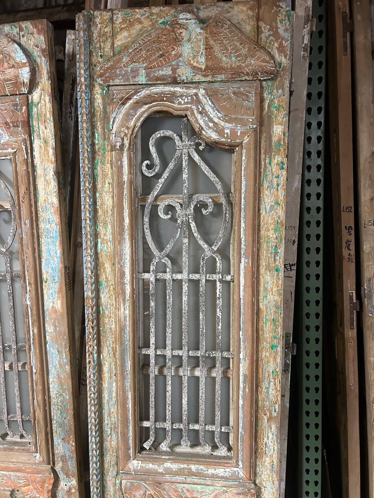 Vintage Double French Doors (with Glass and Metal) - L205.5